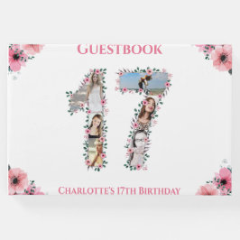 Big 17:e födelsedag Photo Collage Flower Girl Whit Gästböcker