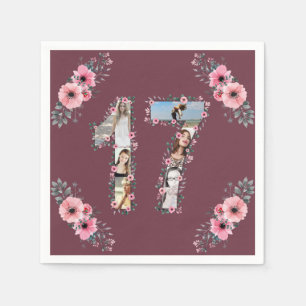 Big 17:e födelsedagstjuvfoto Collage Pappersservett