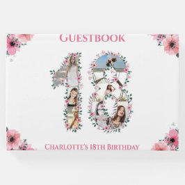 Big 18:e födelsedagen Photo Collage Flower Girl Wh Gästböcker