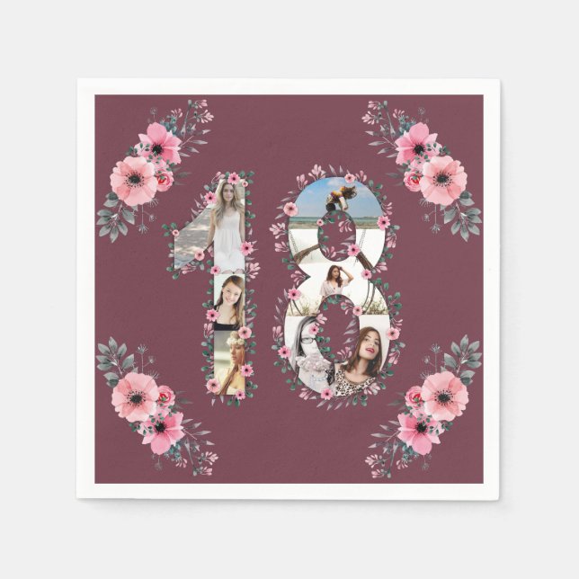 Big 18:e födelsedagstjuvfoto Collage Pappersservett (Framsidan)