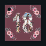 Big 18th Girl Birthday Photo Collage Rosa Flower Gåvor Etiketter<br><div class="desc">Skapa en artonde födelsedagseftermiddag med sju foton i ett stort arton format. Dekorerad med vackra och vackra  blommor av rosa och grönt. Underbar 18:e födelsedagspresent till flickor. Personlig nummer 18 fotokollage för en unik och mycket speciell produkt.</div>