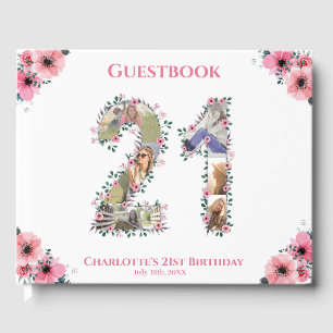 Big 21st Birthday Photo Collage Flower Girl White Gästböcker