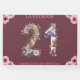 Big 21st Birthday Photo Collage Flower Girl Woman Gästböcker
