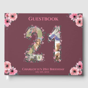 Big 21st Birthday Photo Collage Flower Girl Woman Gästböcker