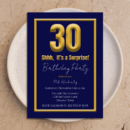 Big 30 Surprise Birthday Party Navy Blue Inbjudningar