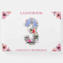 Big 3rd Birth Photo Collage Flower Girl White Gästböcker