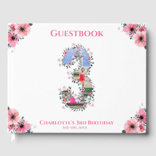 Big 3rd Birth Photo Collage Flower Girl White Gästböcker