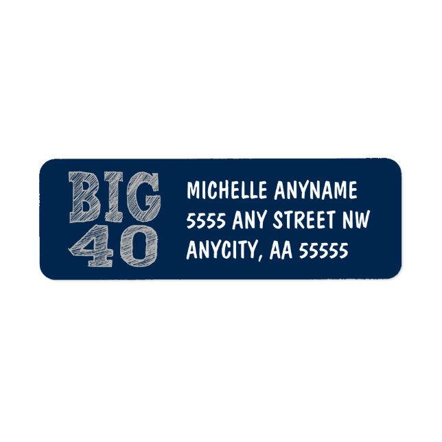 BIG 40 40:e födelsedag Returadress Etikett (Framsidan)