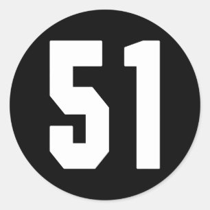 Big 51 Jersey Number 51 Uniform Biggest Fläkt Favo Runt Klistermärke