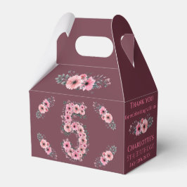 Big 5th Birthday Rosa Flowers Girl Grönt Foliage Presentaskar