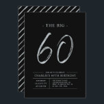 Big 66 | 60:e Födelsedagsfesten Silver & Black Inbjudningar<br><div class="desc">Fira din speciella dag med den här enkla snyggten 60 födelsedagsfest inbjudan. Den här designen har ett penselskript "The Big 60" med en ren layout i en kombination av Silver & Black färg. Fler formgivningar och party-tillbehör finns på min butik BaraBomDesign.</div>