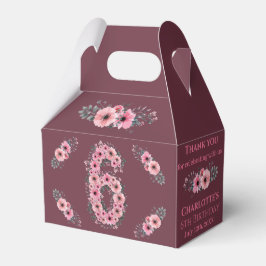 Big 6e Birthday Rosa Flowers Girl Grönt Foliage Presentaskar