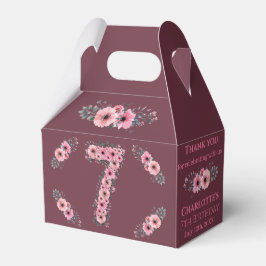 Big 7:e Birthday Rosa Flowers Girl Grönt Foliage Presentaskar