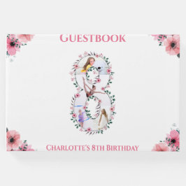 Big 8th Birthday Photo Collage Flower Girl White Gästböcker