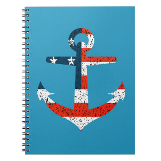 Big American Flagga Anchor Anteckningsbok