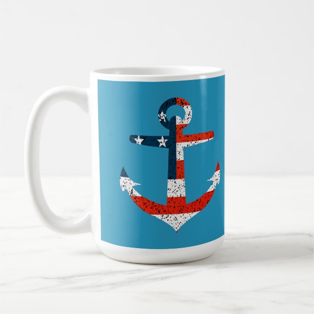 Big American Flagga Anchor Kaffemugg (Vänster)