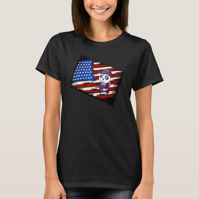 Big American Flagga with Maskin Guns T Shirt (Framsida)