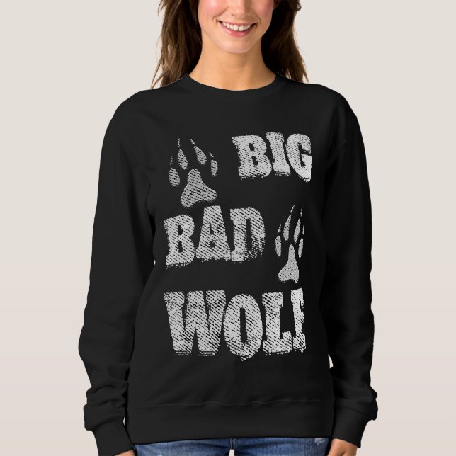 BIG and evil wolf disstressed paw print T Shirt (Framsida)