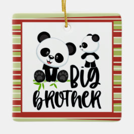 Big and Small Cute Pandas with Big Brother Quote Julgransprydnad Keramik