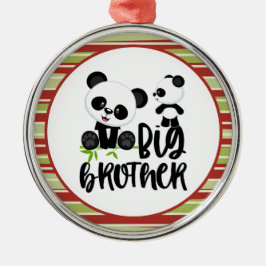 Big and Small Cute Pandas with Big Brother Quote Julgransprydnad Metall