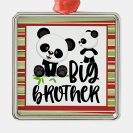 Big and Small Cute Pandas with Big Brother Quote Julgransprydnad Metall