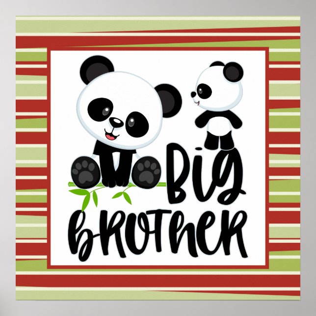 Big and Small Cute Pandas with Big Brother Quote Poster (Framsidan)
