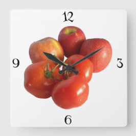 Big Apples and Tomatoes Wall Clock Fyrkantig Klocka