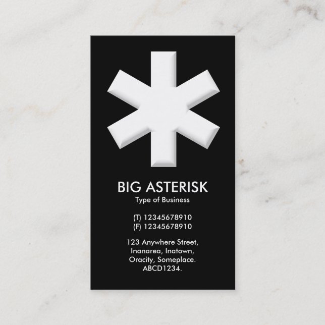 Big Asterisk - Black Visitkort (Framsida)