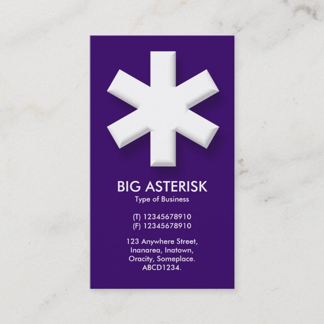 Big Asterisk - Djup Lila (330066) Visitkort (Framsida)