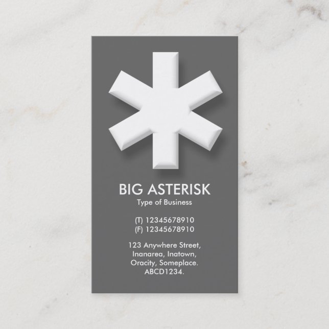 Big Asterisk - Grått Visitkort (Framsida)