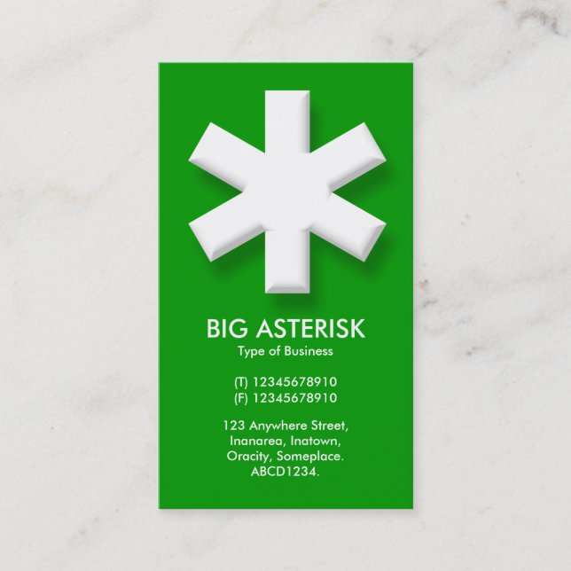 Big Asterisk - Grönt (009900) Visitkort (Framsida)