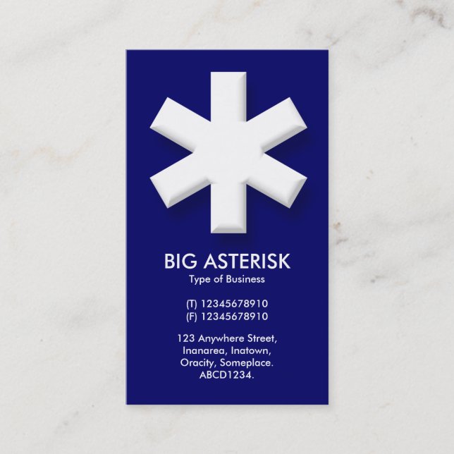 Big Asterisk - Mörk blått (000066) Visitkort (Framsida)