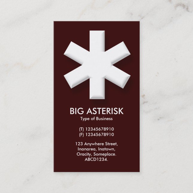 Big Asterisk - Mörk Brown (330000) Visitkort (Framsida)