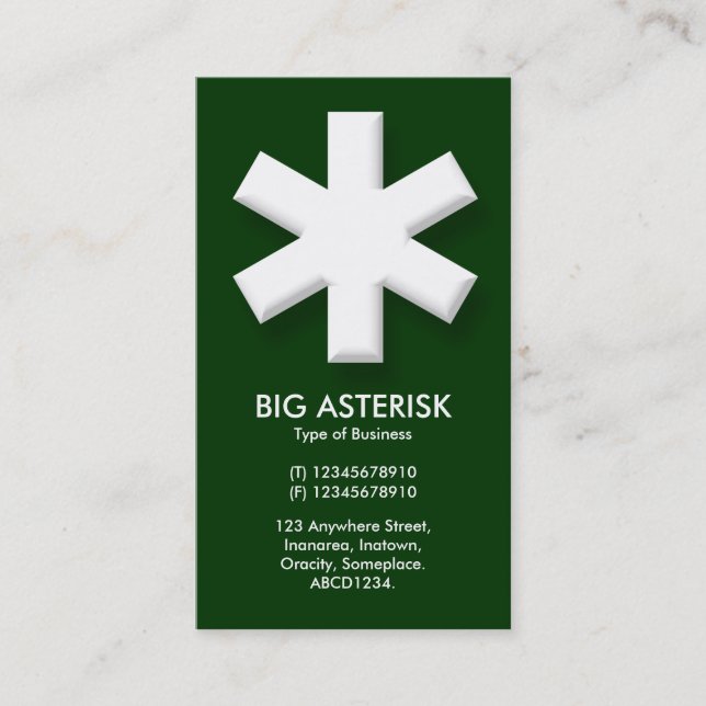 Big Asterisk - Mörk grönt (003300) Visitkort (Framsida)