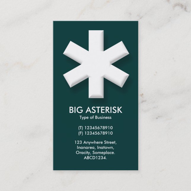 Big Asterisk - Mörk Teal Grönt (003333) Visitkort (Framsida)