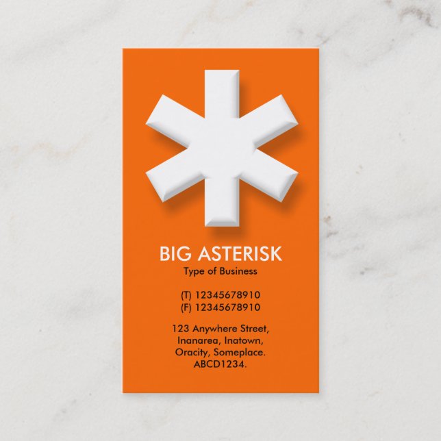 Big Asterisk - Orange (FF6600) Visitkort (Framsida)
