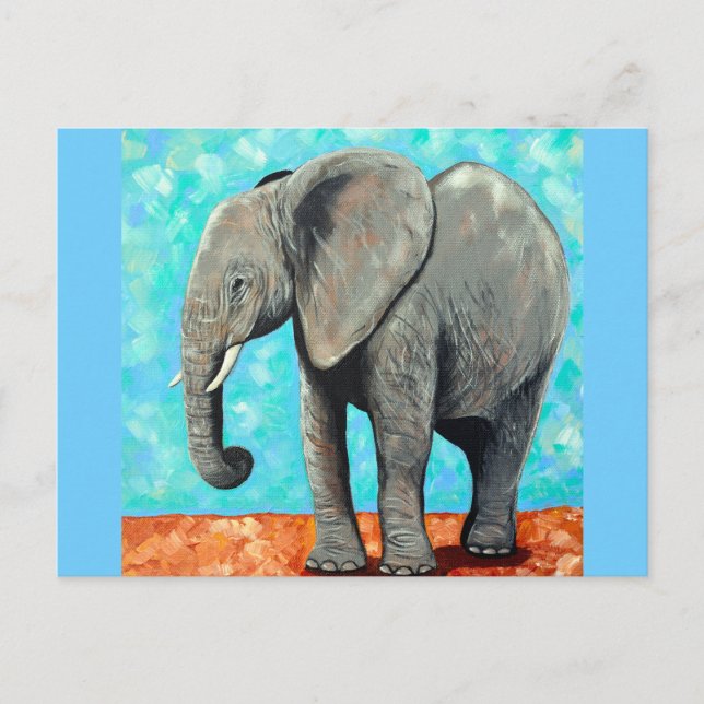 Big Baby Elephant Painting Postcard Vykort (Framsida)