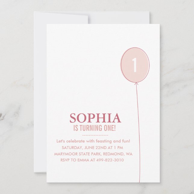 Big Balloon Barn Födelsedagsfest inbjudan (Framsida)