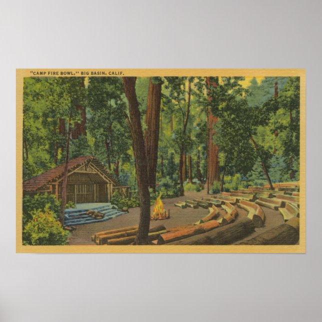 Big Basin, California "Camp Fire Bowl" View Poster (Framsidan)