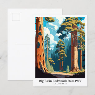 Big Basin Redwoods State Park Reseskissillustratio Vykort