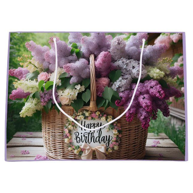 Big Basket med Lilacs, Grattis på födelsedagen med (Framsidan)