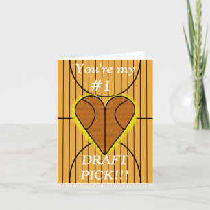 Big Basketball Älskare Valentine Day Card Tack Kort