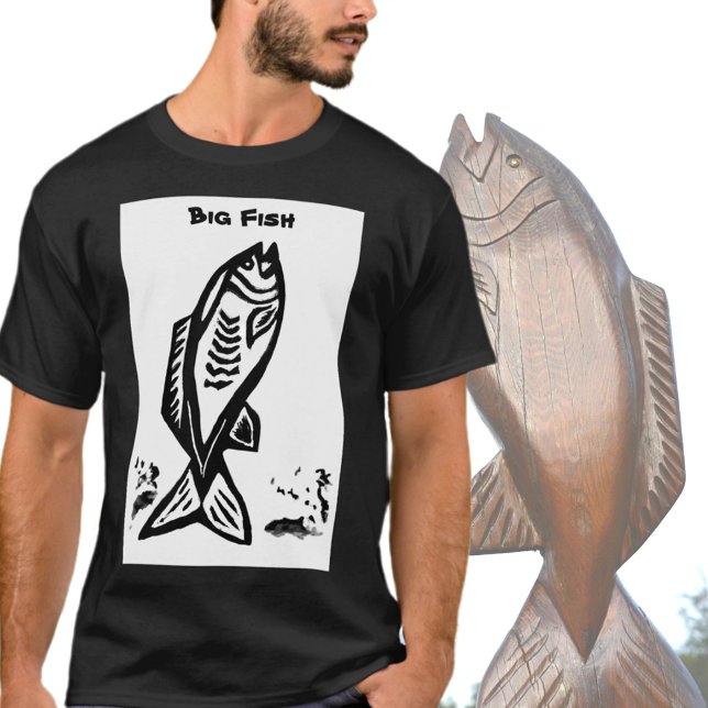 Big Bass Fish Black and White T Shirt (Skapare uppladdad)