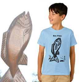 Big Bass Fish Primitive Art Black Line Teckning T Shirt
