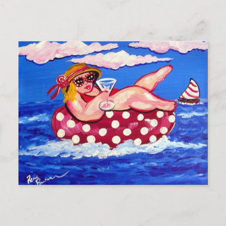 Big Beach Diva Martini Relaxing Post Card Vykort