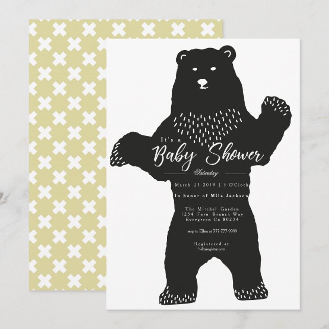 Big Bear Baby Shower Inbjudan (Fram/baksida)