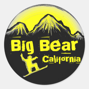Big Bear California gult snowboard-klistermärken Runt Klistermärke