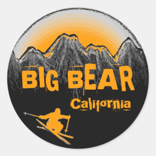 Big Bear California-orange-skidklistermärken Runt Klistermärke