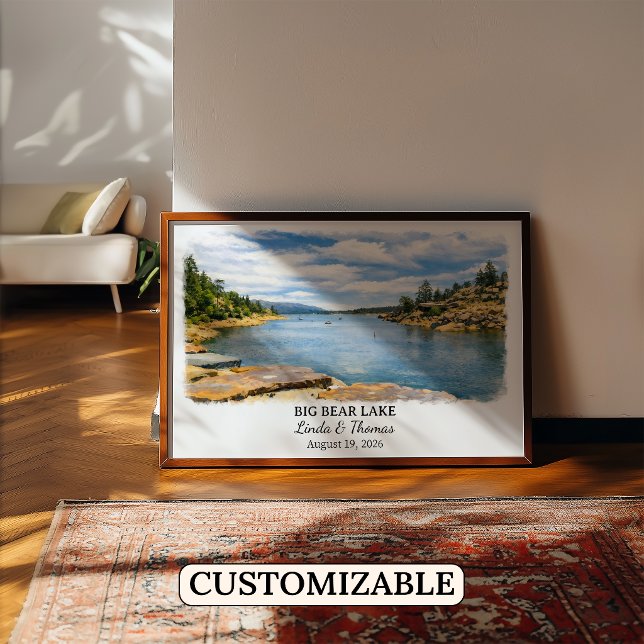 Big Bear Lake Kalifornien Affisch, Akvarell Poster (Skapare uppladdad)