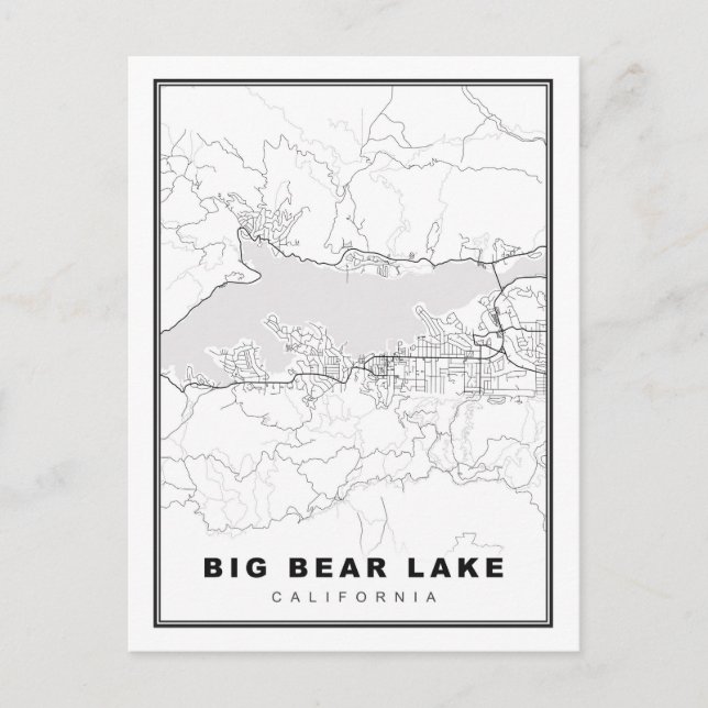 Big Bear Lake Karta Helg Vykort (Framsida)